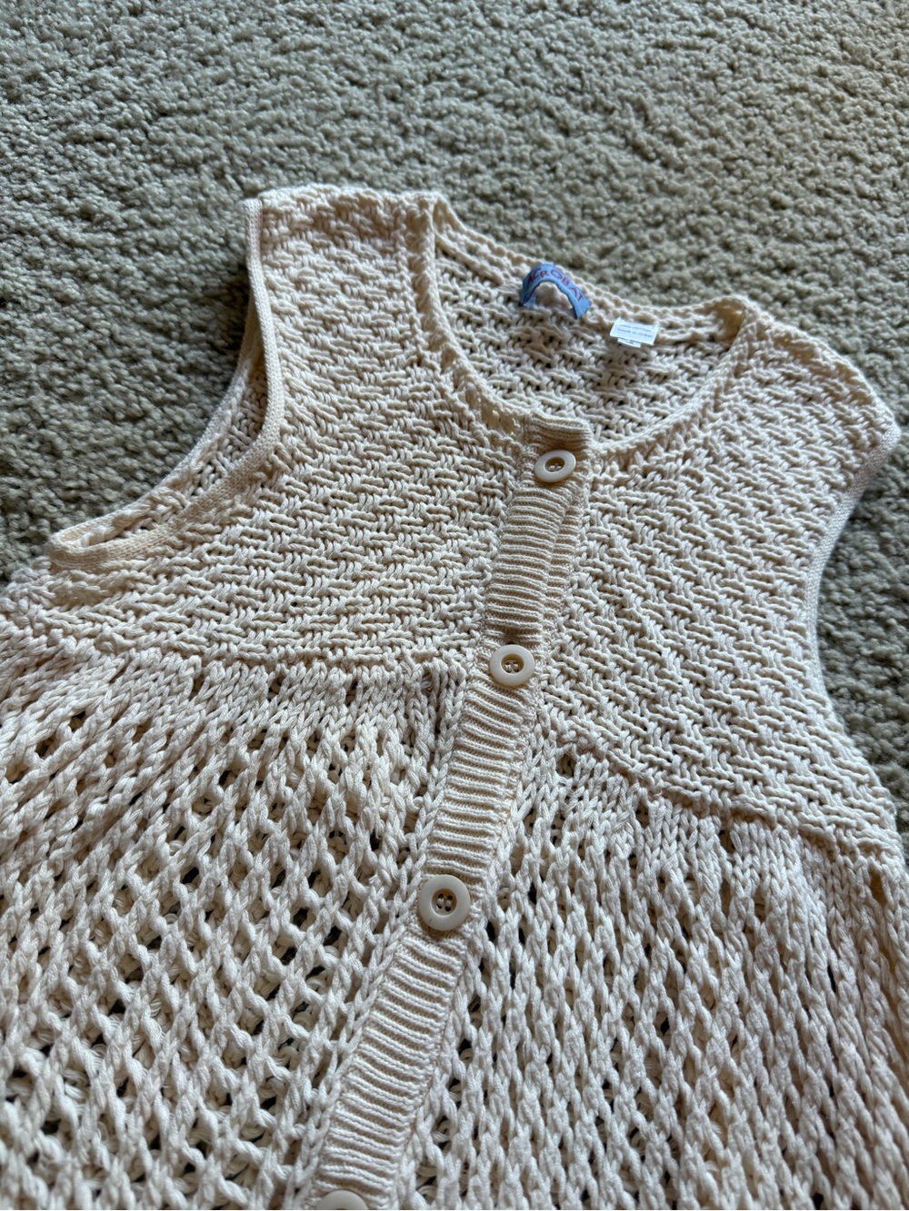Acrobat Cream Openwork Knit Button-Front Top - Picture 2 of 6